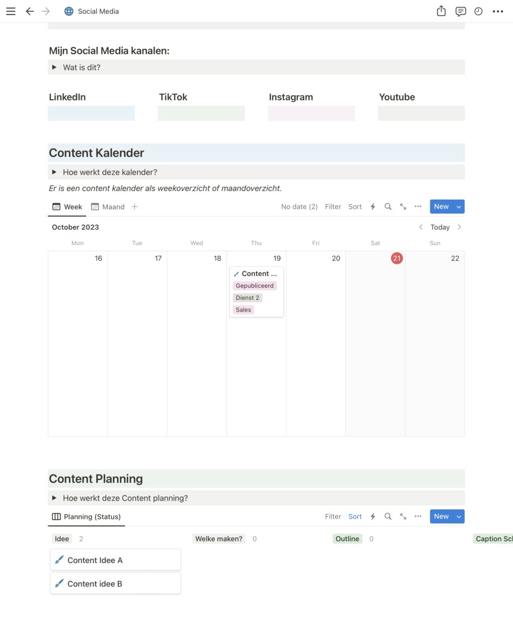 Content Kalendar - Notion sjabloon - Afbeelding 2