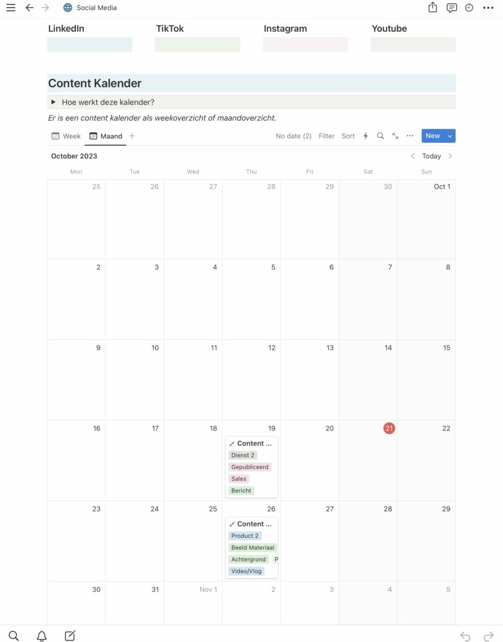 Content Kalendar - Notion sjabloon - Afbeelding 3