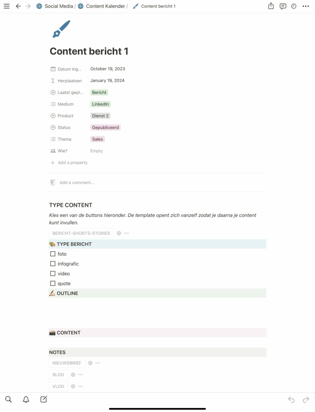 Content Kalendar - Notion sjabloon - Afbeelding 4